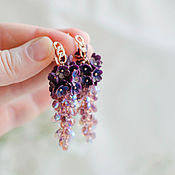 Украшения handmade. Livemaster - original item Purple Floral Cluster Earrings Handmade on Rose Gold. Handmade.