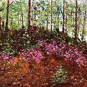 Картины и панно handmade. Livemaster - original item Ledum in the pines oil painting. Oil painting landscape with pine trees.. Handmade.