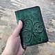 Обложка для паспорта Клевер кожаная ручная работа. Обложка на паспорт. Iron Arm Leatherworks (Екатерина). Интернет-магазин Ярмарка Мастеров.  Фото №2