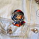 Brooch 'Cosmonaut. Yuri Gagarin, cosmos, orange, blue'. Brooches. greenfox-23. My Livemaster. Фото №4