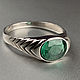 Bright natural Emerald 1,56 ct women's silver emerald ring, Rings, Moscow,  Фото №1