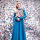 Заказать Тёплое платье в пол Тёмная бирюза с русским платком. Dudu-dress. Ярмарка Мастеров. . Платья Фото №3
