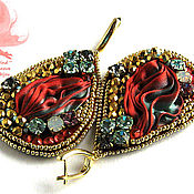 Earrings gold plated with pendants heart Swarovski Bride