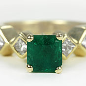 Украшения handmade. Livemaster - original item 2.40tcw Colombian Emerald & Diamond Ring 14k, Architectural Ring, Geom. Handmade.