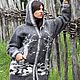 Sirogojno style hand knitted jacket with hood `branches of the trees` Model 4624