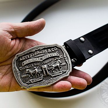 Аксессуары ручной работы. Ярмарка Мастеров - ручная работа Ремень кожаный чёрный, коричневый Коллекционная пряжка Levi`s. Handmade.