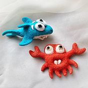 Куклы и игрушки handmade. Livemaster - original item Crab, shark brooch. Handmade.