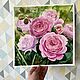 Картина акварельные пионовидные розовые розы в саду. Картины. MarselArt. Ярмарка Мастеров.  Фото №5