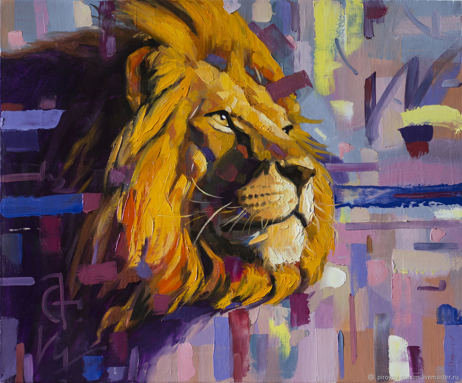 Лев живопись мастихином