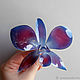 Синяя орхидея дендробиум заколка шпилька для волос. Шпилька. Анастасия (glossyfleur). Интернет-магазин Ярмарка Мастеров.  Фото №2