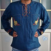 Мужская одежда handmade. Livemaster - original item Men`s linen shirts in Slavic style Finist. Handmade.