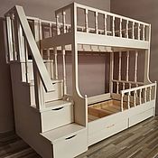Для дома и интерьера handmade. Livemaster - original item Furniture: Bunk bed with ladder chest of drawers. Handmade.
