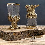 Посуда handmade. Livemaster - original item Crystal shot glasses tumblers with brass base 50ml Moose. Handmade.