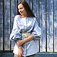Блуза из хлопка с пышными рукавами и широким поясом. Блузки. Melange Colleсtion (Дарья). Интернет-магазин Ярмарка Мастеров.  Фото №2