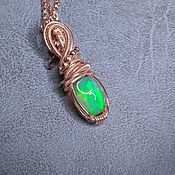 Украшения handmade. Livemaster - original item Pendant with Ethiopian opal Morning dew wire wrap (goldfield). Handmade.