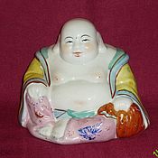 Винтаж handmade. Livemaster - original item CHINESE BUDDHA HOTEI HOTEI WITH A ROSARY AND A BAG. Old China. Happiness!. Handmade.