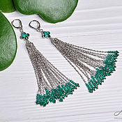 Украшения handmade. Livemaster - original item Luxury sea-green jewelry glass brush earrings. Handmade.