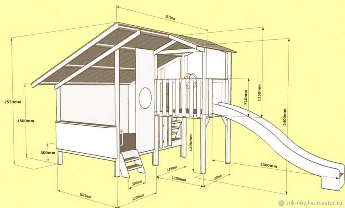 Детская площадка для дачи деревянная чертеж