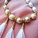 necklace 'odette' (kasumi-like baroque pearls, ostrich feathers). Necklace. Pani Kratova (panikratova). My Livemaster. Фото №4
