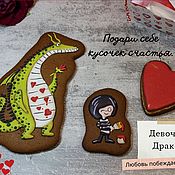 Сувениры и подарки handmade. Livemaster - original item Girl and Dragon gingerbread love. Handmade.