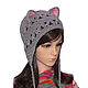 Hat with Cat ears, lace knitted ladies damizean. Caps. Space Cat Knitting. Online shopping on My Livemaster.  Фото №2