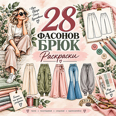 Материалы для творчества ручной работы. Ярмарка Мастеров - ручная работа Сборник раскрасок 28 фасонов женских брюк. Handmade.