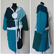 Одежда handmade. Livemaster - original item Turquoise knit coat 