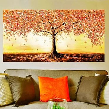 Картины и панно ручной работы. Ярмарка Мастеров - ручная работа Осенняя картина маслом на холсте. Осеннее дерево маслом картина Москва. Handmade.