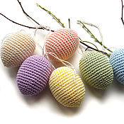 Сувениры и подарки handmade. Livemaster - original item Set of 6 pieces 6 cm Easter Eggs knitted Pastel colors. Handmade.