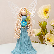 Куклы и игрушки ручной работы. Ярмарка Мастеров - ручная работа Angel macrame large wings blue dress. Handmade.