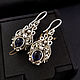 Earrings with a sapphire metal melchior stone 'Blue Castle'. Earrings. Del-moro. My Livemaster. Фото №5