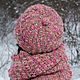 Melange knitted Snood warm hat mittens(pink olive). Mittens. Палантины, шали, джемпера, шарфы - подарки на Новый год 2023,   'Azhur. My Livemaster. Фото №5
