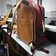 Backpack leather handmade burgundy multicolor art BMX. Backpacks. MAX GINGER. My Livemaster. Фото №5