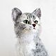 Grey striped cat. felted toy made of wool, Felted Toy, Zeya,  Фото №1