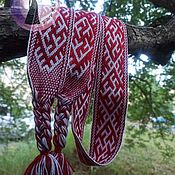 Русский стиль handmade. Livemaster - original item The belt is a fern flower and the grass is white and red with a curly border. Handmade.