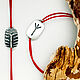 Algiz, A bracelet on a red thread with the Algiz rune, double-sided, silver, Bracelet thread, Moscow,  Фото №1