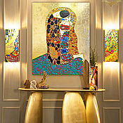 Картины и панно handmade. Livemaster - original item Copy of Painting of the semi-precious stones Gustav Klimt The Kiss. Handmade.