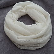 Аксессуары handmade. Livemaster - original item Snood scarf knitted women`s kid mohair milky white scarf. Handmade.