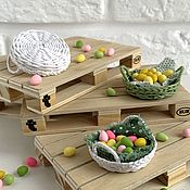 Куклы и игрушки handmade. Livemaster - original item Easter basket for dollhouse with painted eggs, miniature. Handmade.