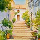 Southern landscape Painting with a green street of Greece and steps. Pictures. Olga Ermakova art. Online shopping on My Livemaster.  Фото №2