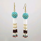 Украшения handmade. Livemaster - original item Earrings tassel bead turquoise. Handmade.