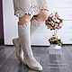 Linen boots 'Daryana' knitted summer, High Boots, Murom,  Фото №1