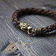 Leather bracelet with a Fiery lion. Bead bracelet. MintTiger. Online shopping on My Livemaster.  Фото №2