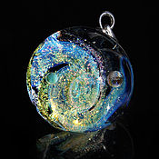 Украшения handmade. Livemaster - original item Pendant ball Golden galaxy. Space Silver Glass Universe Necklace. Handmade.