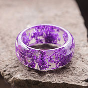 Украшения handmade. Livemaster - original item Epoxy resin ring with Lilac flowers