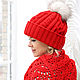 Winter knitted hat with pompom ' iris Gwenn'. Caps. marishino. My Livemaster. Фото №4