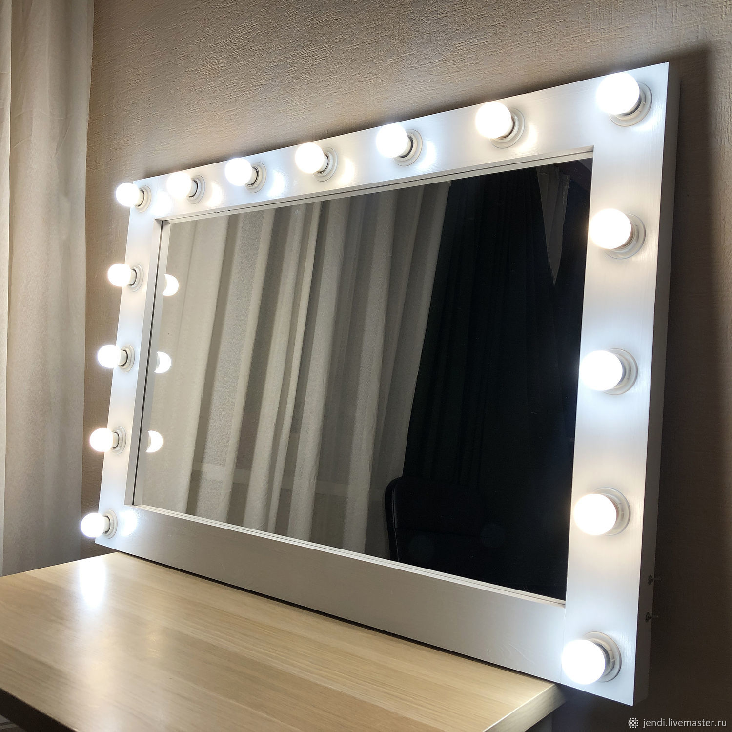 Гримерное зеркало GM Mirror, 50 см х 60 см, белый, 6 ламп