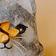 Шапка банная "Кошечка с бабочкой". Текстиль для бани. Nataly Kara - одежда из тонкого войлока. Интернет-магазин Ярмарка Мастеров.  Фото №2