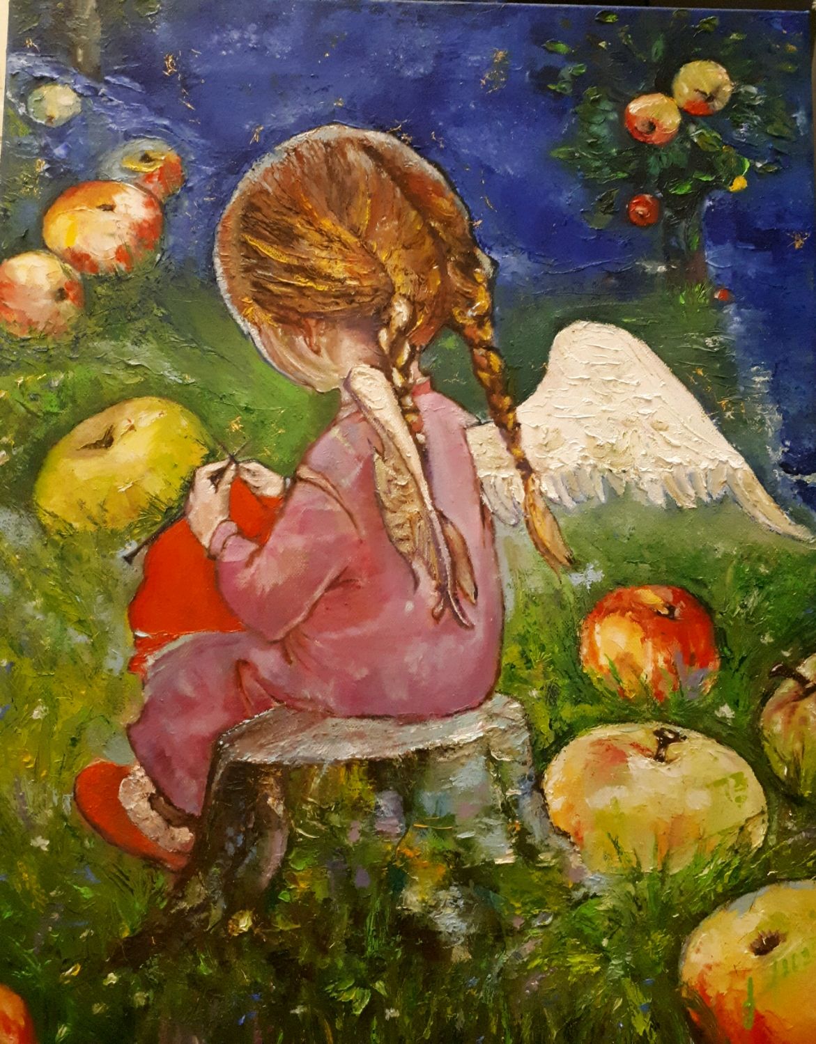 Елена Степина батик живопись спас яблоки