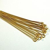 Материалы для творчества handmade. Livemaster - original item Pins with a loop of 0.6h50 mm gilding (Yu.Korea). 10 pieces. Handmade.